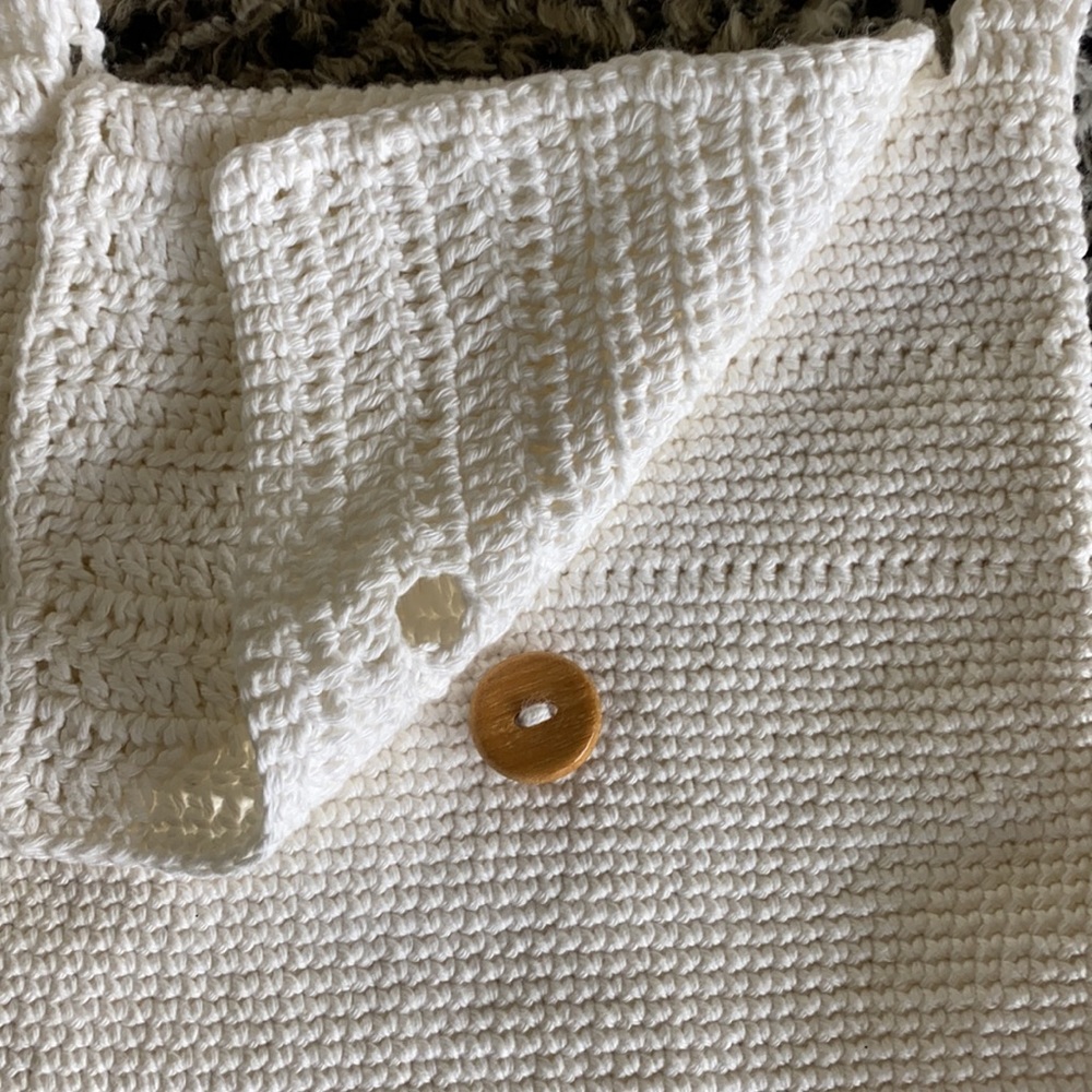 UNIQUE 🤩CROCHET 🧶 WHITE HAND MADE Shoulder BAG